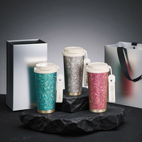 Bouteille d'eau de luxe de 520 ml au design classique, cadeaux d'affaires, bouteille d'eau à double paroi en titane pur, tasse à café isolée sous vide pour le bureau