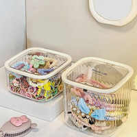 Boîte de rangement transparente en PET, conteneur pour billes de lessive, organisateur d'accessoires capillaires, boîte de rangement de bureau pour articles divers avec couvercle en plastique PET
