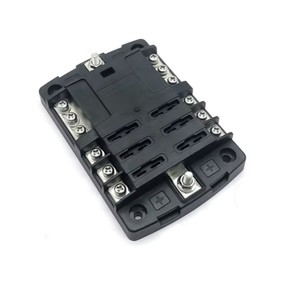 New 6-way Positive and Negative 1 in 6 Out Car <strong>Fuse</strong> Box No Light with Yellow Lock - Product Image 2
