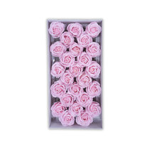 25 pièces/boîte, savon floral parfumé à la rose, 5 couches, fleur de rose essentielle, cadeau de mariage, cadeau de la Saint-Valentin, boîte décorative, savon fleur rose
