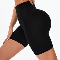 Shorts de yoga et de sport d'été taille haute, effet push-up, anti-transpiration, infroissables, en Spandex/Nylon, avec contrôle du ventre, pour le cyclisme, couleur unie