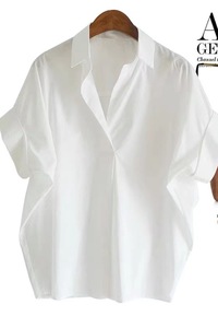 Áo Sơ Mi Dáng Rộng Tay Cánh Dơi Phong Cách Hàn Quốc Thiết Kế Mới Nhất Áo Cánh Màu Trắng Cotton Công Sở Cho Nữ - Product Image 3