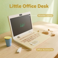 Ensemble d'ordinateur portable et de tablette en bois avec lettres magnétiques, jeu interactif Montessori, ordinateur pour enfants pour l'apprentissage de l'alphabet