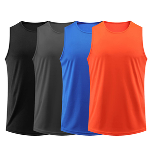 Plain Four Solid Colors Large Cuff <b>Singlet</b> Men Dry Fit Sport <b>Running</b> Vest Side Split Design Outdoor Gym tank Top - Product Image 4