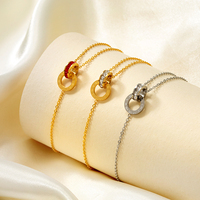 Gelang kaki Romawi Splicing cincin ganda tulisan wanita seratus lampu emas mewah modis perhiasan aksesori gelang kaki baja tahan karat