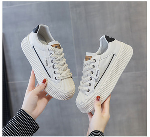 Zapatos deportivos casuales de mujer 2025 de primavera con puntera de concha, de cuero genuino, suela gruesa y boca poco profunda, ideales para caminar. - Product Image 6