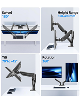 Support double moniteur compatible avec les écrans de 13 à 27 pouces, capacité de charge de 2 à 12 kg, support pour 2 moniteurs