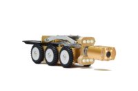 Sistema de robot sobre orugas de tuberías Cámara de inspección de drenaje HD con contador de medidor de cabeza panorámica e inclinable para inspección de tuberías grandes