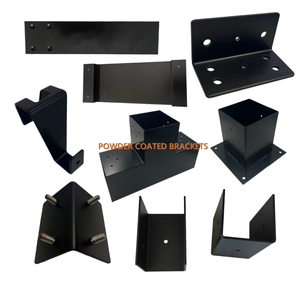 Support mural <span class=keywords><strong>en</strong></span> <span class=keywords><strong>U</strong></span> <span class=keywords><strong>en</strong></span> acier inoxydable noir thermolaqué sur mesure, non standard, pour coins et angles - Product Image 1