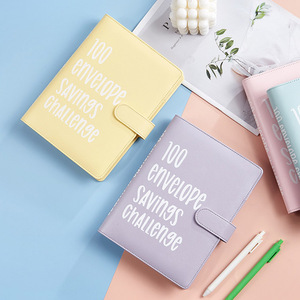 Bán buôn Macaron lá lỏng lẻo PU da 6 vòng Ngân Sách chất kết dính kế hoạch 100 Phong Bì tiết kiệm thách thức A5 Ngân Sách chất kết dính - Product Image 6