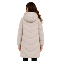 Kadın Vintage Uzun Kapüşonlu Kapitone Parka Mont Fermuarlı Kapatma Sıcak Kışlık Şişme Mont Özel OEM ODM