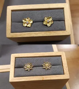 Perhiasan personalisasi bunga kehidupan berlapis emas, anting Natal untuk pertunangan dan hadiah Hari Jadi