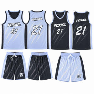 Ensemble de maillots de basket-ball réversibles personnalisés avec shorts 2 en 1, uniforme d'équipe double face, kit en mesh respirant, vêtements de sport OEM - Product Image 2
