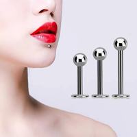 20G Stainless Steel Round Ball Bead T-Bar Classic Fashion 0.8mm Thin Rod Piercing Jewelry Lip Stud Ear Stud Lip Ring