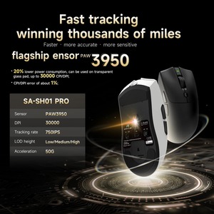 RAWM SH01 <span class=keywords><strong>Pro</strong></span> Mouse Ligero 55g Tri-mode PAW3950 30000DPI 750IPS Nordic52840 8000Hz Gaming Esport Mouse para Valorant/<span class=keywords><strong>LOL</strong></span>/FPS - Product Image 3