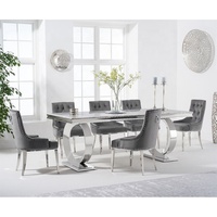 Table à manger moderne avec pieds en métal et plateau en marbre pour hôtel et école