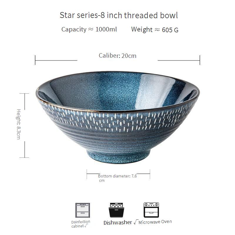 Serie Star - Ciotola filettata da 8 pollici blu