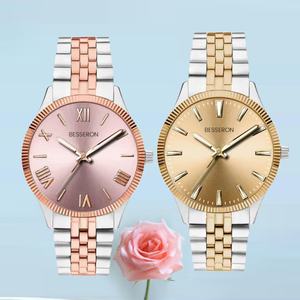 Reloj de Cuarzo Dorado Personalizado para Parejas, Nuevo Diseño de Lujo, Reloj de Moda para Hombre, Correa de Cuero para Mujer y Hombre - Product Image 5