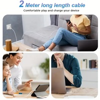Cable USB C HNT de 2 Metros, 3A, Cable de Carga Trenzado de Nailon, Tipo C a Tipo C, Cable de Datos Rápido de 60W para Apple 15 16 Pro Max