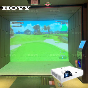 Simulateur de golf intérieur HOVY de grande taille avec projecteur interactif et écran d'impact <span class=keywords><strong>silencieux</strong></span> HD à double couche, parfait pour l'entraînement au swing - Product Image 6