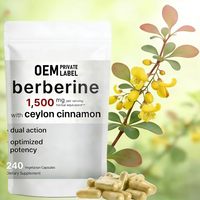 Complément de berbérine en gros OEM/ODM, Cannelle de Ceylan, Chlorhydrate de berbérine, Métabolisme sain du glucose, Capsules de berbérine