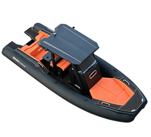 <span class=keywords><strong>Bateau</strong></span> pneumatique <span class=keywords><strong>rigide</strong></span> ZHAO MARINE LUX750 RIB750, entièrement noir, tube en Hypalon, yacht de luxe pour loisirs, avec sièges rembourrés orange. - Product Image 2