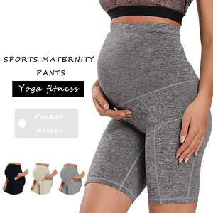 LOGO personnalisé <span class=keywords><strong>Fitness</strong></span> taille haute, pantalon amincissant de grossesse pour femmes enceintes, Leggings avec poches, vente en gros - Product Image 2