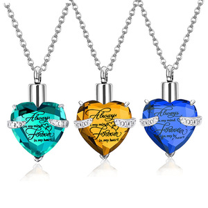 Luxe <span class=keywords><strong>En</strong></span> Acier Inoxydable Pierre De Naissance Cercueil Collier Amour Verre Cremains Pendentif Urne Commémorative pour Parents Animaux Élégant - Product Image 5