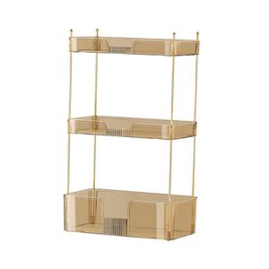 Marrone chiaro organizzatore del controsoffitto del bagno mensola per il trucco lucidata per l'applicazione dell'hotel del dormitorio della camera da letto del comò - Product Image 4