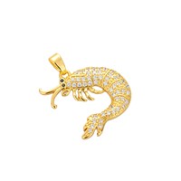 Collier pendentif transfrontalier de luxe léger, entièrement serti de diamants, motif griffe de homard, en cuivre écologique électroplaqué