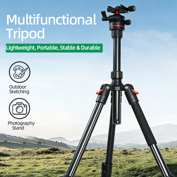 Heavy Duty Professional Camera Tripod Stand Aluminum Alloy Adjustable Video Tripod With Quick Release Head DSLR Phone Vlogging