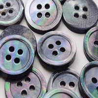 Kancing Bulat Cangkang Alami 4 Lubang 24 L 15 Mm Kancing Kulit Pel Hitam Kustom