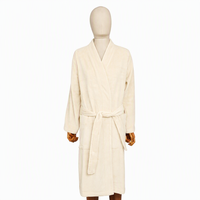 Peignoir en coton éponge style kimono, col beige, épais et moelleux, pour la maison et le spa, avec ceinture, pour femme, directement de l'usine