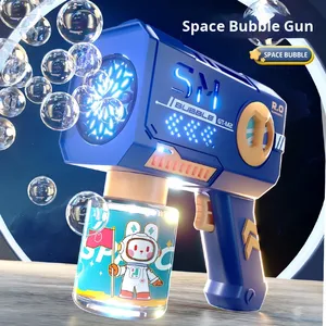 Pistola de burbujas automática pequeña al por mayor, máquina de burbujas Gatling totalmente automática, cañón de juguete para niños con luces, de plástico para la calle - Product Image 2