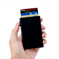 Porte-cartes de crédit RFID en alliage d'aluminium et acier inoxydable, personnalisé avec logo, pour hommes, fin et minimaliste, usiné CNC