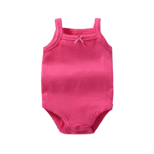 Vêtements d'été en mousseline de coton biologique pour bébé, vêtements doux et confortables sans manches, body 100% coton pour bébé fille, sans manches