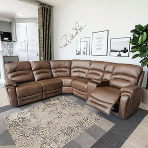 Sofá Esquinero Reclinable de Cuero Sintético Moderno, Conjunto de Muebles de Sala de Estar con Reclinación Manual, Diseño Contemporáneo - Product Image 6