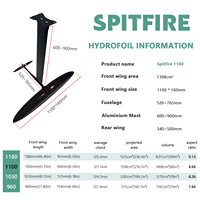 GY Axis Spitfire 1100 Carbon Fiber Hydrofoil-Hitam 8KG All-Around SUP untuk Selancar Ombak