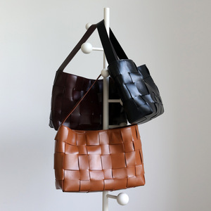 Nuevo Bolso de Mano de Cuero Genuino para Mujer, Bolso de Compras de Cuero Tejido de Gran Capacidad, Bolso de Hombro de Lujo, Bolso Tote - Product Image 1