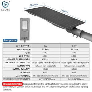 Farolas Solares LED Personalizadas con Baterías de Litio Ferrofosfato de Larga Duración, IP65 para Estacionamientos - Product Image 3