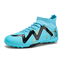 Chaussures de football unisexes à col chaussette en tricot, crampons synthétiques en caoutchouc TF antidérapants, vente en gros, usine OEM