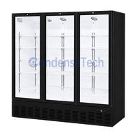 Congélateur vertical à trois portes vitrées, refroidissement par air, dégivrage automatique, éclairage LED, 1500L, supermarché