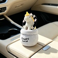 Désodorisant de voiture personnalisé en peluche licorne mignonne avec pot de fleurs, ornement de tableau de bord, jouet en peluche aromathérapie, vente en gros