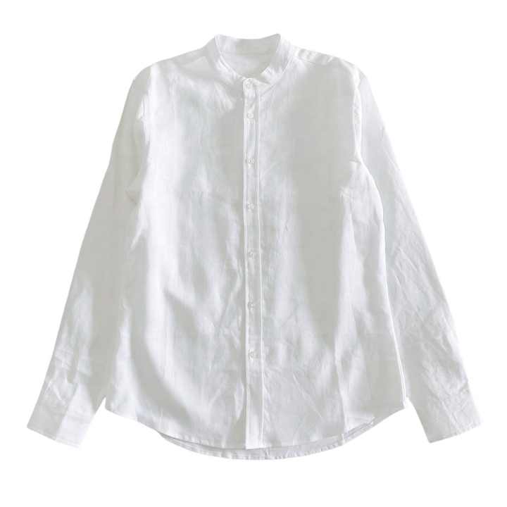 Grey Slim Straight Fit Regular Collar Long Sleeves LINEN Men's Shirt by Being Human Clothing