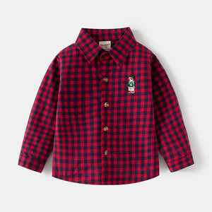 2024 nouveaux garçons à manches longues chemises coréen décontracté enfants revers chemises Animal dessin animé broderie bébé hauts-vêtements pour enfants - Product Image 5
