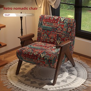 Sedia Reclinabile in Legno Massello Stile <span class=keywords><strong>Etnico</strong></span> Vintage, Arredamento per Casa, Balcone, Soggiorno e Camera da Letto - Product Image 1