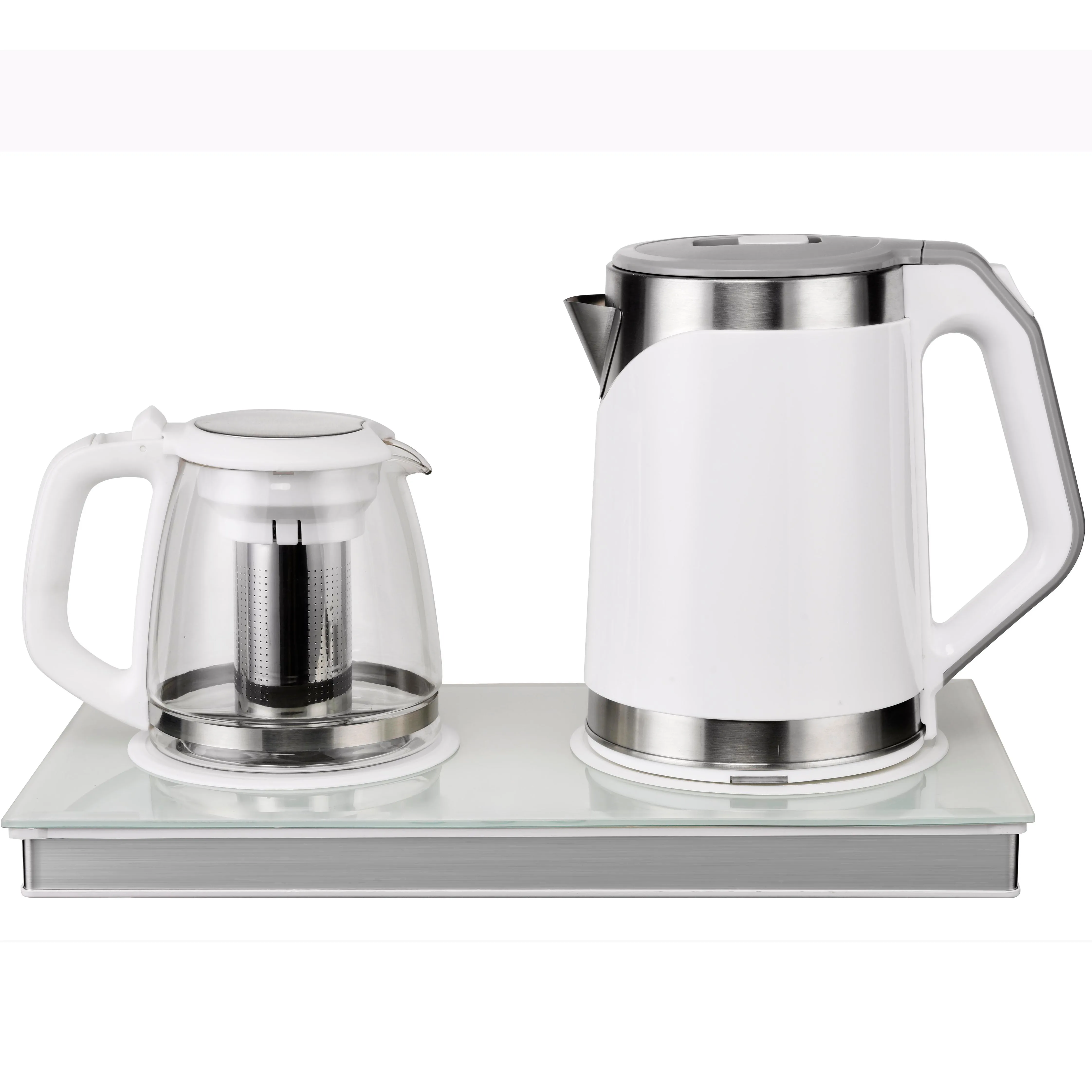 Cheap Best Electric Kettle Tray Set 1.8 L Water Kettle Electric Glass Tea Mater Electric Kettle Set Home appliances