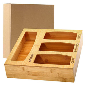 2022 New Kitchen Drawer Bamboo Ziplock Bag Dispenser Containers Food Bag Storage Organizer