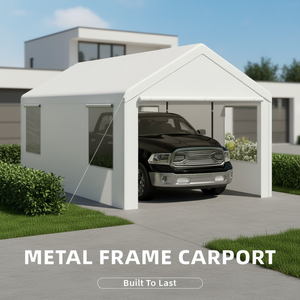 Abri de voiture moderne en métal avec cadre en acier PVC pour usage extérieur, imperméable, résistant aux intempéries, pour voiture et entrepôt, <span class=keywords><strong>bois</strong></span> naturel traité sous pression - Product Image 5