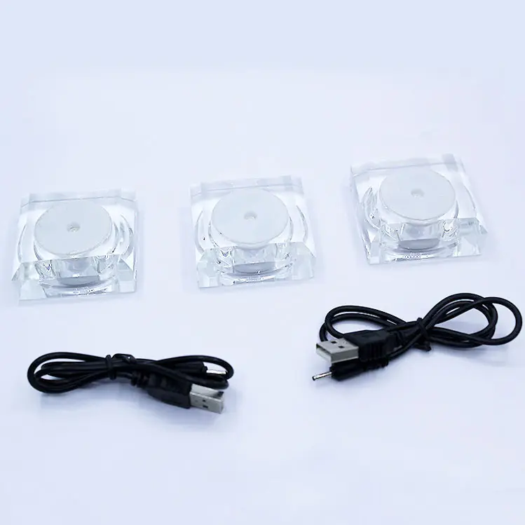 Lampe LED USB carrée transparente 2022, en verre cristal, Base de chargement, nouvelle finition brillante
